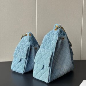 Denim Tote Bag Fashion Womens Shoulder Bags Bucket Bags Checkered Gold Hardware Metal Clasp Matelasse Chain Handbag Crossbody Bag Underarm Sacoche Wallte 26/31cm