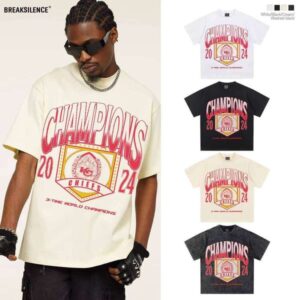 2025 Spring/Summer Series New Printed Short Sleeve Heavy Cotton American Street Style Men's Casual Loose T-Shirt