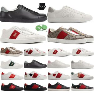 Designer Shoes Italy Ace Sneakers Bee Snake Leather Embroidered Black men Tiger Chaussures interlocking White Shoe Walking Casual Sports Flat Trainers 01