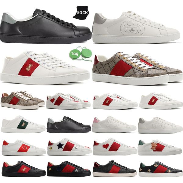 Designer Shoes Italy Ace Sneakers Bee Snake Leather Embroidered Black men Tiger Chaussures interlocking White Shoe Walking Casual Sports Flat Trainers 01