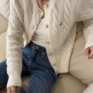 Women's Designer Sweaters Pony Autumn and Winter Embroidered Cardigan Sweater Cotton Fashion Knitted Jumper Top Fried Dough Twists Sweater