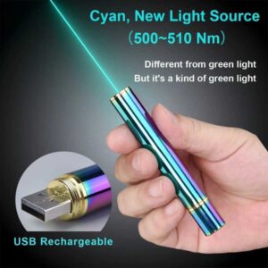 Aenfor500-510nm Cyan 532nm Green laser pen 650nm Red Laser Built-in USB Rechargeable Beam Pointer PenM240809
