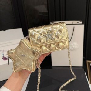 12CM Mini Star Bag Women Designer Wallet Waist Bag Patent leather Matelasse Chain Gold Hardware Evening Clutch Cute Coin Purse Shopping Card Holder Fanny Pack
