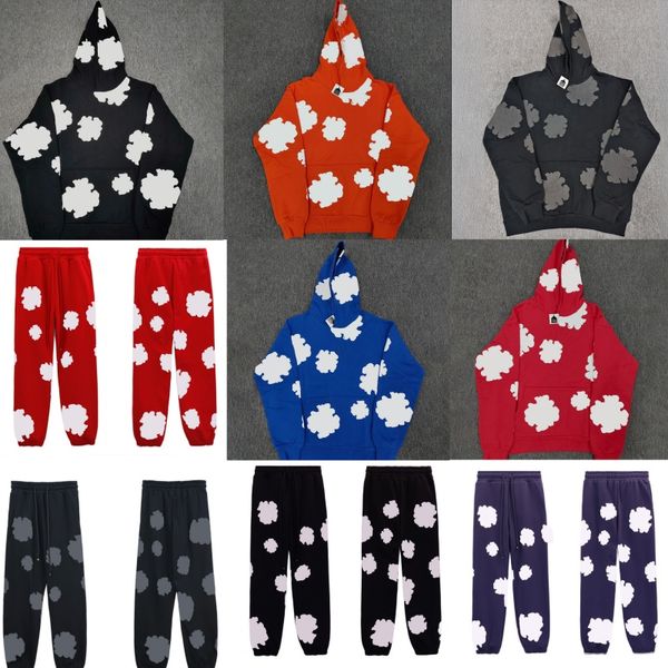 Men's Tracksuits Designer Cotton foam printed hoodie American high street denim hooded