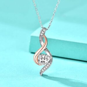 Chic Cubic Zirconia Inlaid 925 Silver Ribbon Pendent – A Radiant Addition To Your Jewellery Collectio