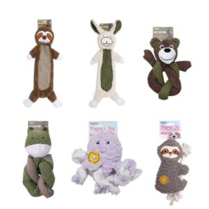 DHpet Squeaky Chew Toys Dogs Made of Fur en, Durable Non – Toxic, Ideal for Medium to Large Breeds, Available in Sloth, Rabbit & Bear Shapes