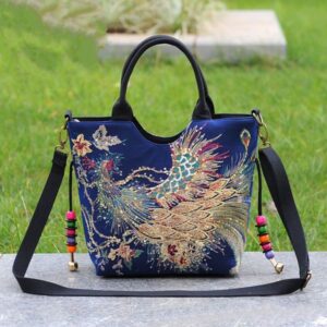 designer bag AAA Bag, Ethnic Embroidered Bag, Canvas Peacock Pattern, Single – Shoulder Hand – Carry Cross – Body Bag