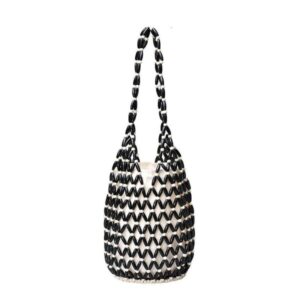 Elegant Woven Tote with Unique Hole Cutout Detailing: Ideal Casual Daytime Accessory