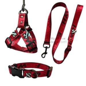 Designer and Leash Set Escape Proof/Quick Fit Dog Halter Harness, Easy Training Walking Sturdy Bone Shaped Buckle – Puppy Harness for Small Dogs Red S B118