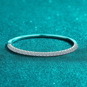 Full Pave Moissanite Tennis Bracelet for Women 925 Sterling Silver Bangle with Platinum Plating Luxury Sparkling Jewelry Gift