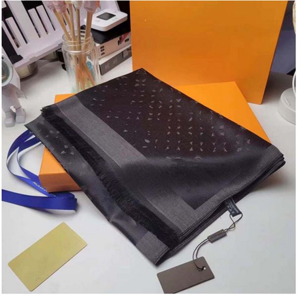 Scarf Silks Cotton Blend Women Fashion Silken Scarf Designers Scarves Top quality Silk color-blocking fringed edges Size 180cmX70cm with box