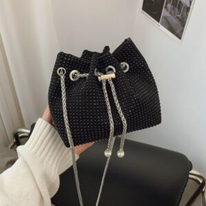 – Chic Women's Shoulder Handbags, Leather Crossbody Bucket Bag with Gold Chain Accent, Lightweight for Daily Use