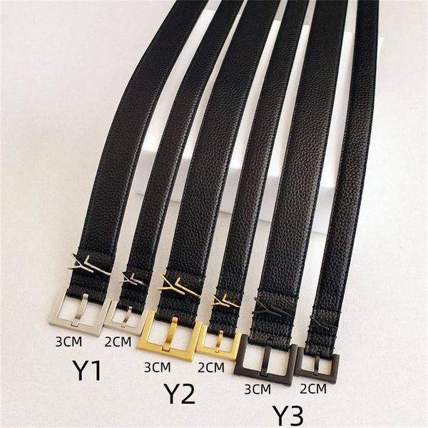 Belt for Woman Fashion Gold Needle Buckle Man Womens Belts Genuine Cowhide 15 Colors Optional Width 10A Quality