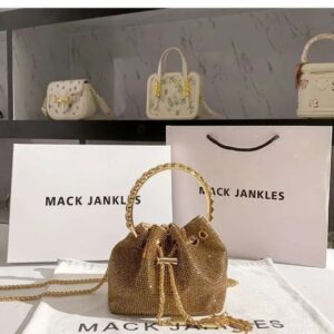 Gold Dia Evening Clutch Wedding Party Designer Shiny Rhie Bucket Purse Women Handbag Shoulder Messenger Bag