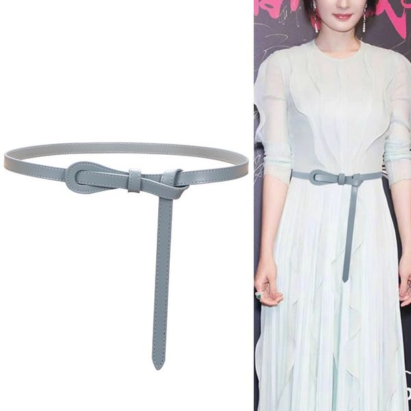 Slim belt women's genuine leather trendy fashion coat sweater with matching suit dress and waist-revealing small belt