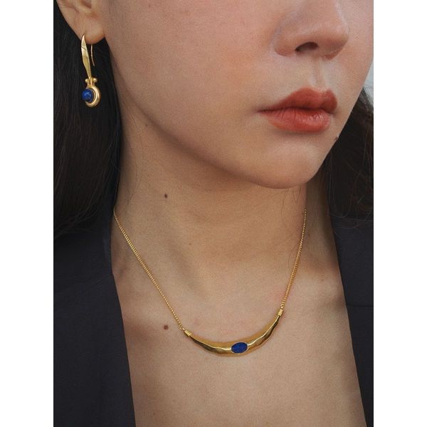 Egyptian Vintage Rings Eco-friendly Brass Lapis Ear Drops For Women Earrings Original Design Jewelry High-grade Artistic Accessories