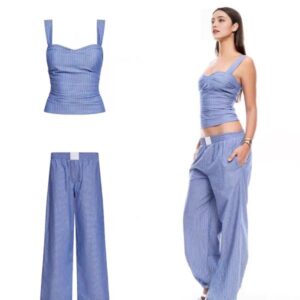 Womens Two Piece Sets faux suede princess slim fit top with lines eyelets tie straps hanging neck top low waist hot pants