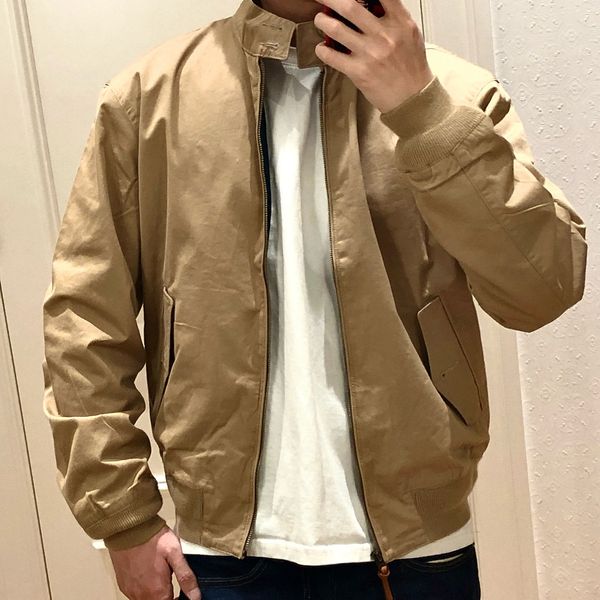 Utility Workwear Jacket for Men Small Horse Embroidery Detail Casual Zip Up Khaki Coat Lightweight Outerwear Fashion Streetwear Leather Style Bomber Fit