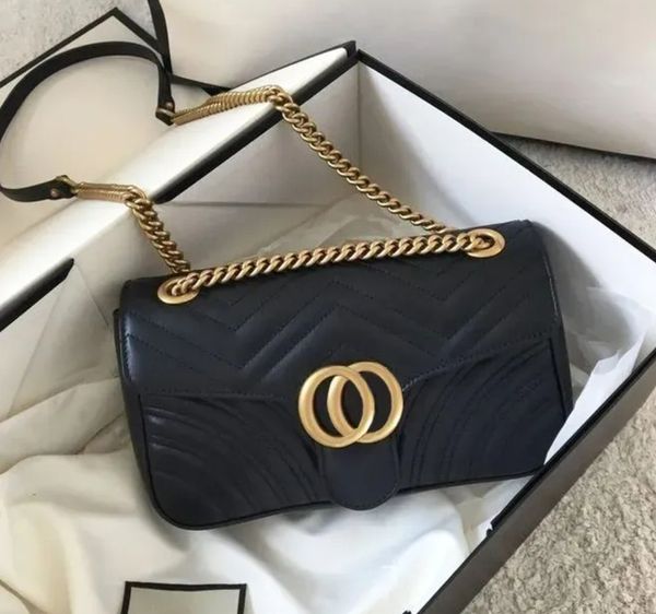 Luxury Designer Marmont Chain Shoulder Bag for Women - Genuine Leather Fashion Purse with Classic Messenger Design crossbody bags