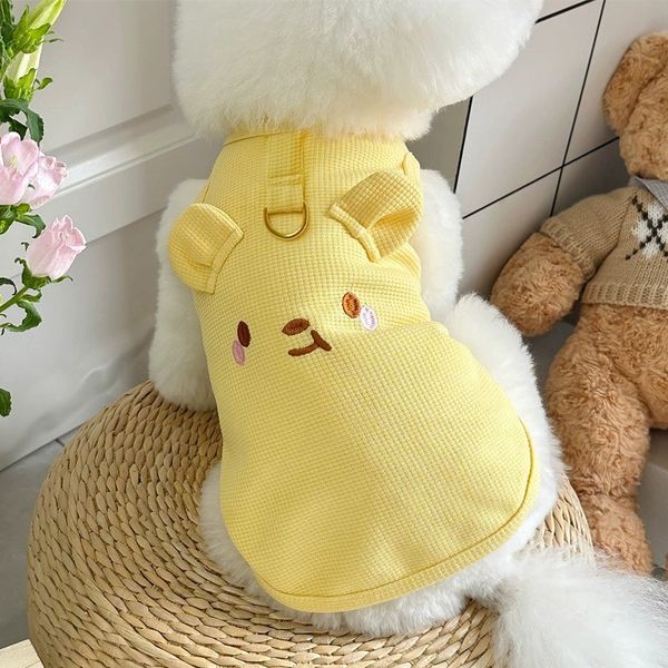 Spring summer new Japanese and Korean style pet dog clothes, teddy bear, VIP can tow waffle vest
