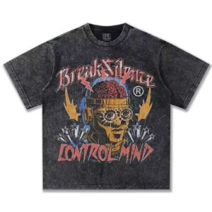 2025 Summer Frankenstein American Street Heavyweight Crew Neck Short Sleeve Men's Sports Shirt Direct Print Casual T-Shirt