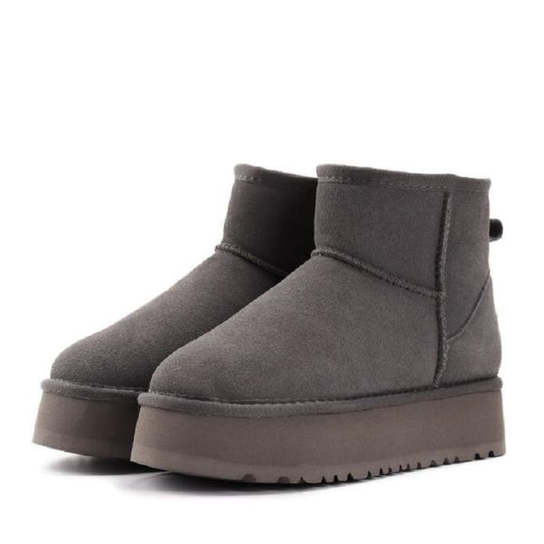 Classic Mini Platform Boots For Women Ultra Chestnut Matte Fur Snow Boots Suede Wool Blend Comfort Winter Designer Ankle Booties Size 35-44