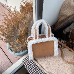 2023 Autumn and Winter New Brushed Leather Handbag Fashion Versatile Crossbody Plush Small Bag Girl