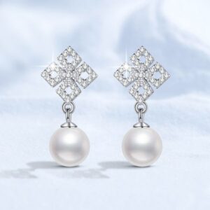 Full Diamond Moissanite Stud Earrings, S925 Sterling Silver Earrings, Women's Natural Freshwater Pearl Earrings, Premium Fashion Earrings, Wholesale