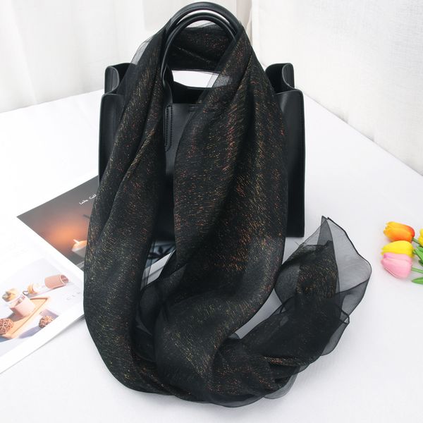 New silk wool women's autumn and winter bright silk all-match scarf --879056