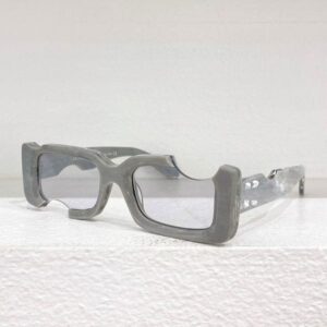 Hip Hop Square Sunglasses OW40006U Womens Mens Notch Hole Personality sunglasses UV400 protective Mens acetate square frame sunglasses mirror leg band logo