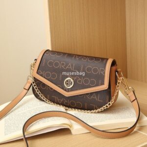 High end fashionable retro printed women's bag new large capacity crossbody bag retro letter saddle single shoulder bag chain handbag designer bag
