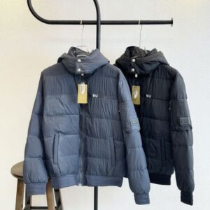 Men's Down & Parkas Designer Winter Letter pocket hood with detachable zipper