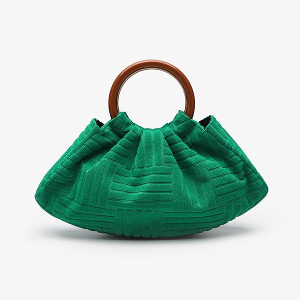 Ladies' handbag pleated popular cloud bag dinner bag solid wood cute hand-held women's bag