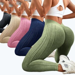 Women's V-waist sand washed peach buttocks seamless yoga pants running sports leggings+yoga vest training fitness bra shock-absorbing gathering sports bra