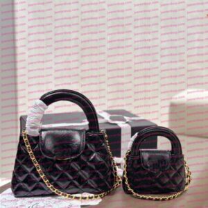 Ladies' Handbag Fashionable Black Diamond Patterned Mini Bag High-Quality Leather Designer Bag Metal Chain Shoulder Bag