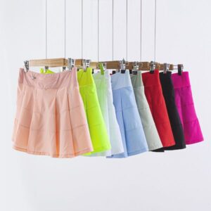 Womens Yoga Skirts Outfits High Waist Tennis Skirts Exercise Pleated Skirt Cheerleaders Short Dresses Fitness Wear Girls Running Elastic Pants Sportswear Lined