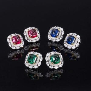 Women's Fashionable S925 Hinged Post Earings Decorated With Radiant Polychrome CZ Stones: Timeless Style Staple