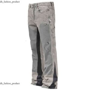 Galeryly Jeans Dept Men's Jeans Men's Denim Work Pants Fashion Stretch Patch Denim Stacked Flare Pants 824