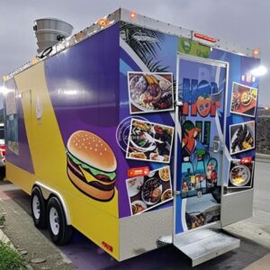 DOT Certified Europe Standard Food Truck Mobile Kitchen Catering Trailert with Full Kitchen Hot Dog Vending and Ice Cream Cart