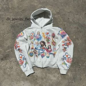 High Quality Y2k Retro Black Risen King Cropped Zip Up Hoodie Gothic Graphic Washed Hoodies for Men Women Sweatshirt Streetwear 8f1