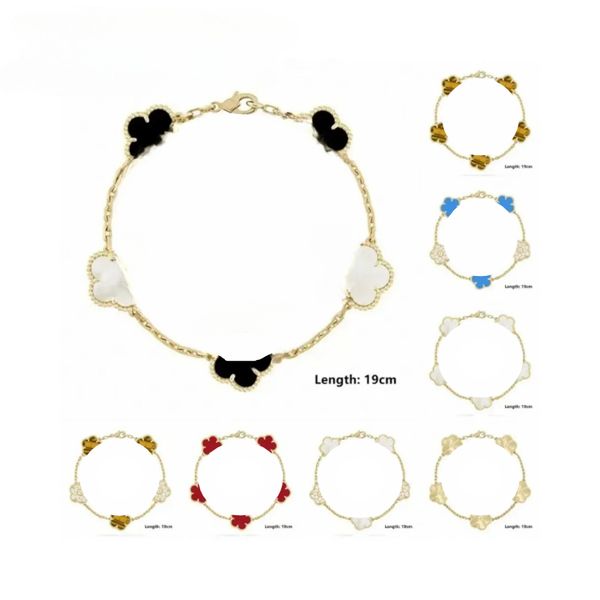 Designer Bracelets Bracelet Links Exquisite Pearl Mother-of-pearl Jewelry Luxurious Women's Stone Bracelets Fashionable Clover Jewelry Classic Full-color Series