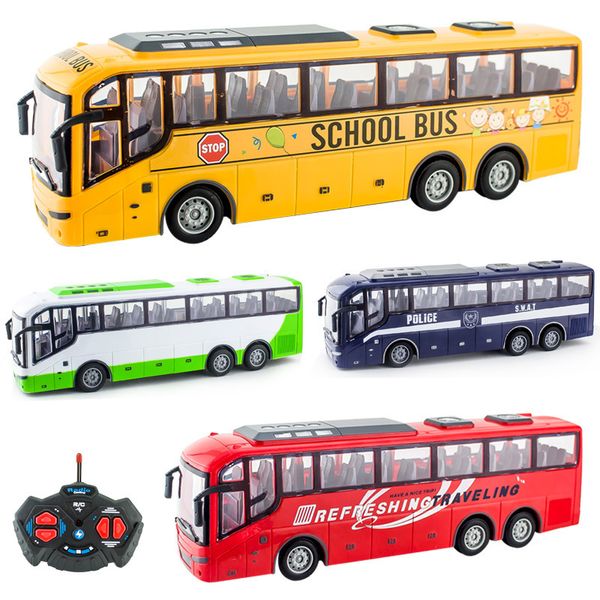 Electric Wireless Rc Car Lighting Simulation Remote Control School Bus Model Touristbus