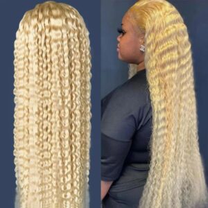 40 Inch 613 Honey Blonde Color Curly Human Hair Deep Wave 13×4 13×6 Hd Lace Frontal Wigs Brazilian Wig for Women 250 Density