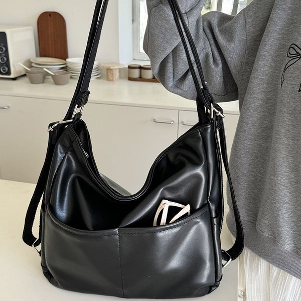 Soft leather bag women's large capacity three purpose backpack commuting tote bag multifunctional backpack diagonal crossing backpack