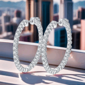 925 Sterling Silver VVS1 Moissanite 30mm Hoop Earrings, Fashion star personality earrings