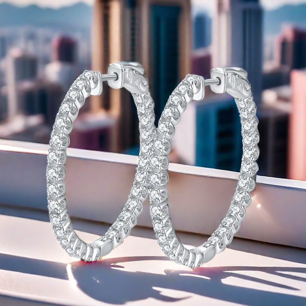 925 Sterling Silver VVS1 Moissanite 30mm Hoop Earrings, Fashion star personality earrings