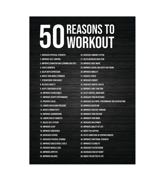 Bodybuilding Gym Workout Motivation Inspiration 50 Reasons To Workout Wall Art Decoration Poster Canvas Print