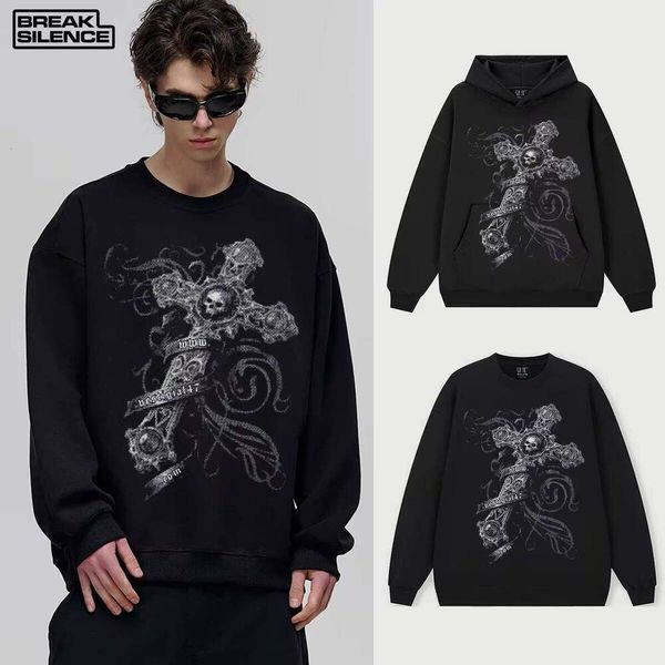Holy Mountain Heavy Hooded Sweatshirt Street Print Solid Color Unisex Fashion Oversized Fit 400g