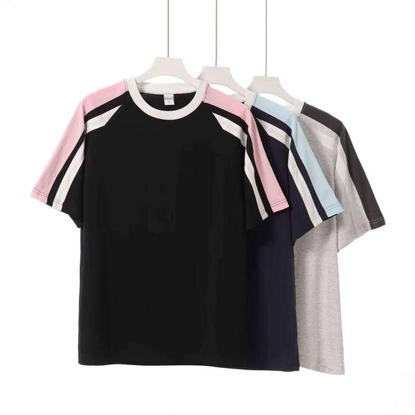 240g 100% Cotton Color-Block Fashion Crew Neck Short Sleeve Men's Casual T-Shirt