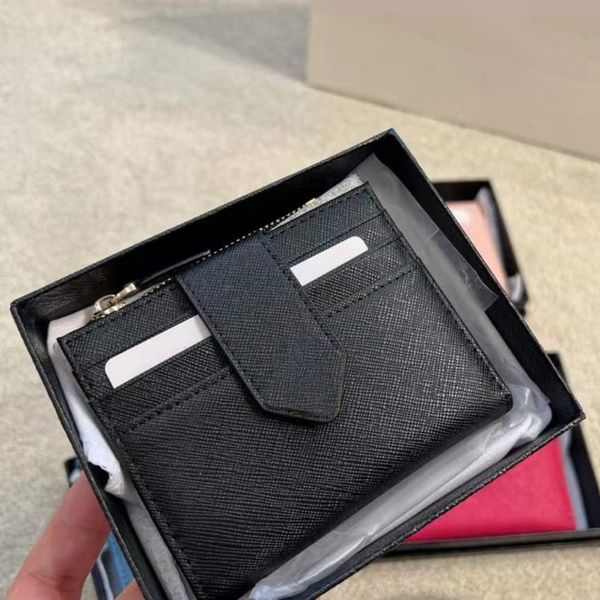 Best short wallet card holder purse woman man wallets coin purses zipper pouch Genuine Cowhide Leather Mini Clutch Bags